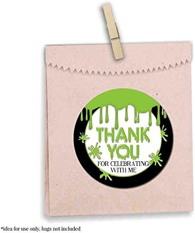 Green Slime Stickers, 40 Pack 2 Inch Slime Party Stickers, Birthday Thank You Labels for Favors, Goodie Bags and Envelopes by Amanda Creation