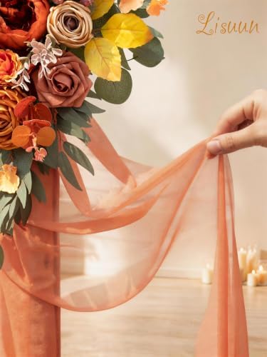 Lisuun Artificial Wedding Arch Flowers with Chiffon Runner, Pack of 3