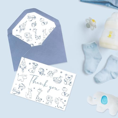 48 Pack Baby Shower Thank You Cards with Envelopes (Cute Bear)