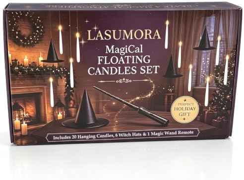 20PCS Halloween Flameless Floating Candles with Wand Remote & Witch Hat