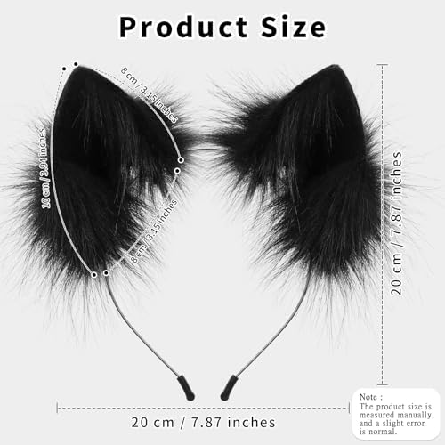 HAOAN Handmade Faux Fur Animal Cat Ears Headband Furry Fox Wolf Hairhoop Headwear Costume Accessory