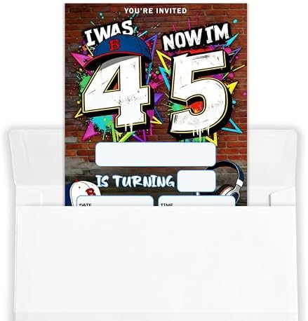 4x6 I Was 4 Now I'm 5" Urban 5th Birthday Invitation Set (20 Cards + 20 Envelopes) – Street Style Sports Themed Party Invites.(167)