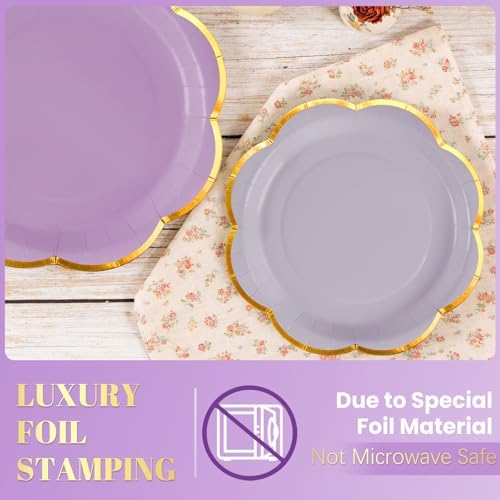 168Pcs Purple Paper Plates and Napkins Party Supplies for 24 Guests