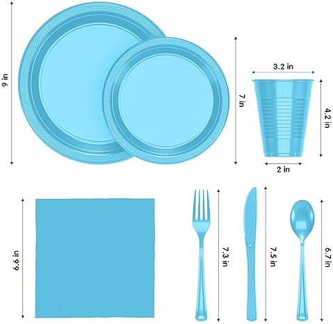 Exquisite 350 Pcs Light Blue Plates and Napkins Party Supplies Plate Sets