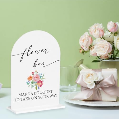 Flower Bar Sign Build Your Own Bouquet Bar Sign for Wedding Engagement Bridal Shower Baby Shower Ceremony Reception Event Party Acrylic Decor 5"x7"