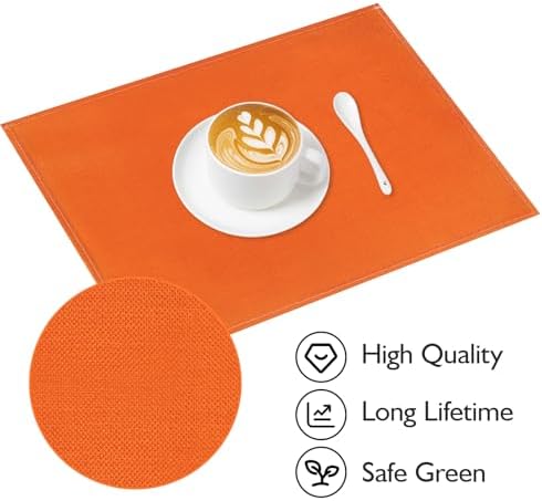 Niviy Orange Fall Thanksgiving Placemats Set of 4, 12x18 Inch Washable Easy to Clean Heat-Resistant Anti-Skid Indoor Outdoor Table Mats for Holiday Party Kitchen Dining Room Decoration