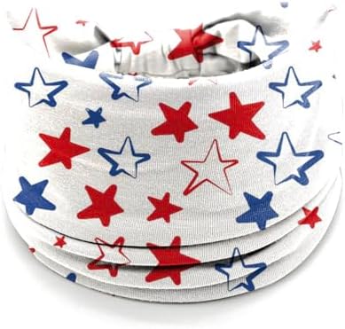 winthrop 4 Pack July 4th Patriotic Headbands for Women - Red White Blue Star Print Wide Bandana, Breathable Stretchy Non-Slip Hair Accessories for Yoga Running Party Celebrations