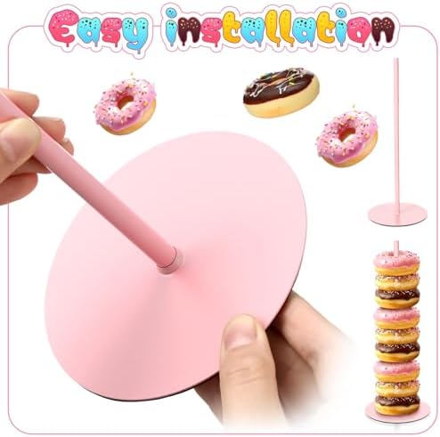 4 Pcs Metal Donut Display Stand Tower for Dessert Table, Pink