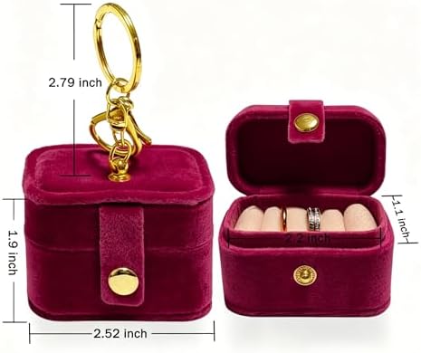 Ring Bearer Pillow Box for Dog Collar, Velvet Wedding Mini Ring Holder Pouch for Pet, Travel Ring Earrings Storage Box for Proposal Engagement Wedding Ceremony Party (Red)