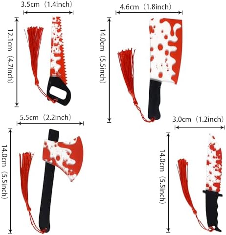 4 PCS Halloween Blood Knife Cake Toppers Acrylic Horror Halloween Cake Decorations Have a Killer Birthday Decorations for Blood Knife Theme Scary Killer Birthday Party Cake Decorations Supplies