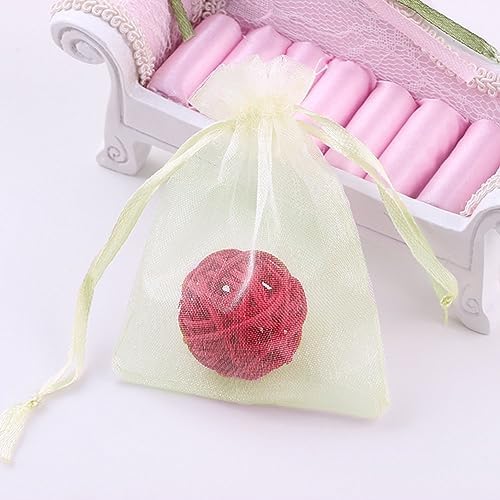 Wudygirl 100 PCS 5"x7" Organza Bags Lvory Gift Bags with Drawstring
