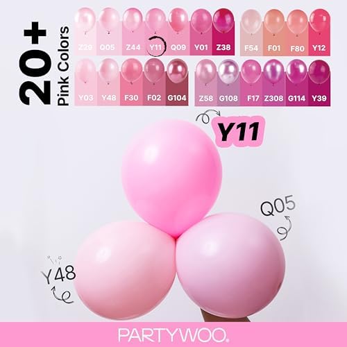 PartyWoo Pink Balloons 140pcs Matte Pink Balloons Different Sizes