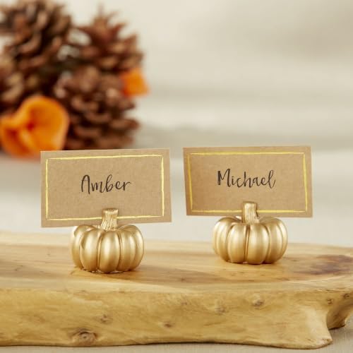 Kate Aspen Fall Decor Mini Gold Pumpkin Place Card Holder (Set of 6), Perfect for Thanksgiving Table Decor, Fall Themed Weddings, Bridal Brunches