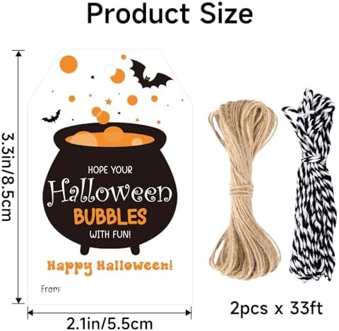 joycraft Happy Halloween Tags with String - 50Pcs Halloween Cauldron Tags