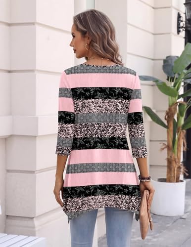 Zeagoo Womens Tops 3/4 Sleeve Loose Fit Dressy Tunics Plus Size Boho Shirts