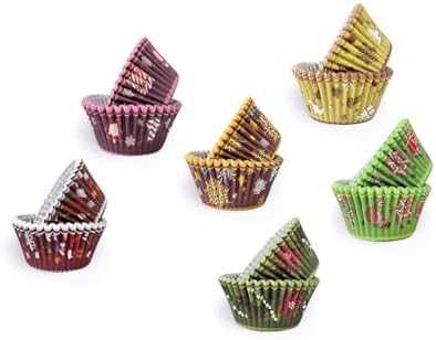 qiqee Christmas Jumbo Cupcake Liners 300PCS Cupcake Liners Cupcake Cups 6 Designs Christmas Gingerbread Man Cupcake Papers Baking Cups Cupcake Wrappers (Large Size)