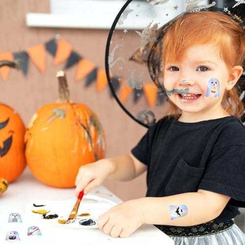 FEBSNOW 600Pcs Halloween Stickers, Holographic Ghost Decals for Kids