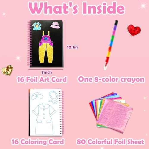 FUNNYB&G Foil Art Craft Kit for Kids, Sparkly Birthday Gift Toy for Girls