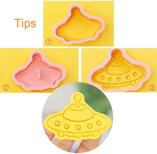 Outer-Space Cookie Cutters Set, 8-PCS 3D Astronaut, Alien, UFO, Satellite, Rocket, Moon, Meteor, Planet Cookie Cutters for Party Baking