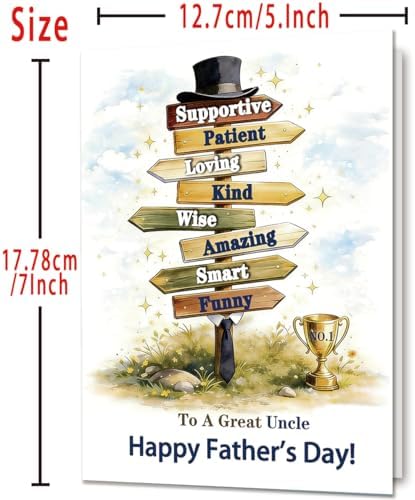 Fathers Day Card Gifts for Uncle from Nephew Niece, Meaningful Direction Sign Design with Emotional Message, Unique Cards for Father's Day Family Celebration and Love