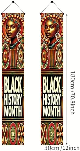 BlissYard Black History Month Banners Front Porch Elegant Portrait Door Banner African American Cultural Welcome Sign Black History Month Supplies Entryway Decor Display 12x71Inch