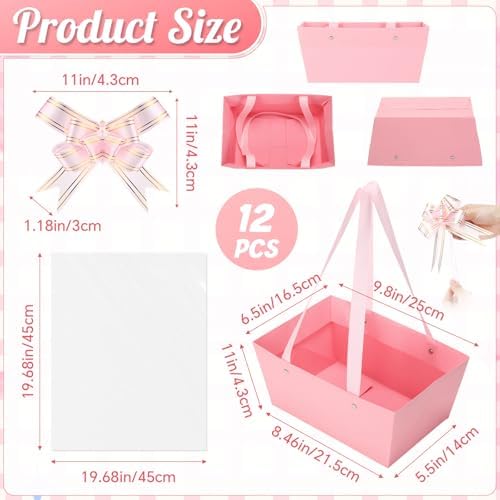 Colarr 12 Pack Basket for Gift Empty Bulk Empty Gift Basket Kit, Pink
