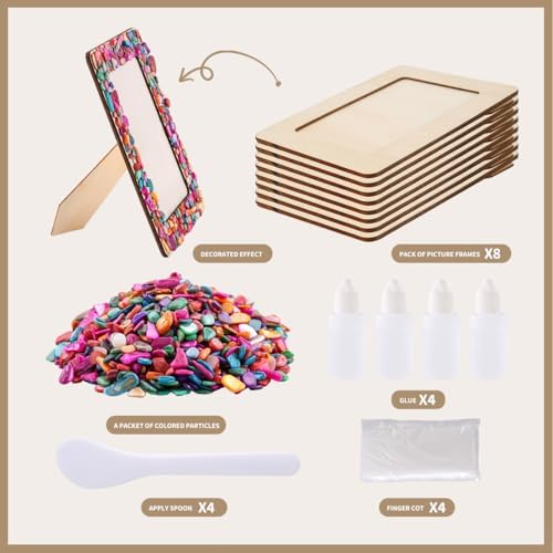 8 Packs DIY Mosaic Frame Craft Kit for 4*6 Photo,Wooden Picture Frames Kit