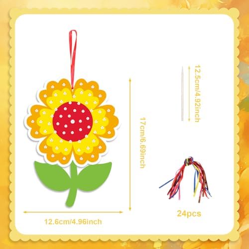 Fennoral 12 Pack Sunflower Craft Kit for Kids Make You Own Sunflower Poke in Art and Crafts DIY for Boys Girls Summer Classroom Art Activities Birthday Gifts Party Decoration