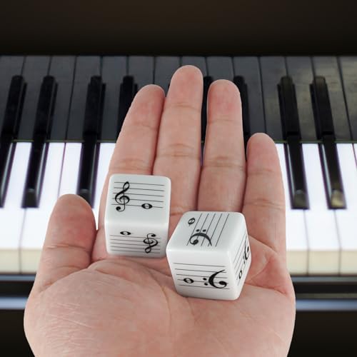 oyeftp Fun Five-Line Staff Music Note Dice for Theory Learning, Large 20mm Educational Dice Set, Includes Treble Clef & Bass Clef Dice for Classroom Music Games