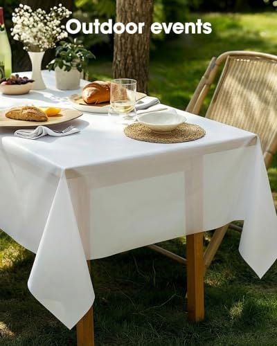 Pureegg Plastic Table Cloth Disposable 54 x 72 Inch 10 Packs, White