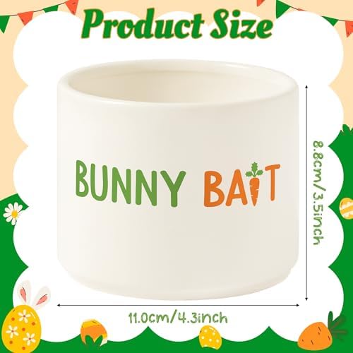 Easter Bunny Candy Dish Cauldron, Rabbit Mini Ceramic Candy Bowl Tiered Tray Decor, Easter Snack Serving Bowl Table Wishes Accents for Party Birthday Home Kitchen Events (Bunny Bait)