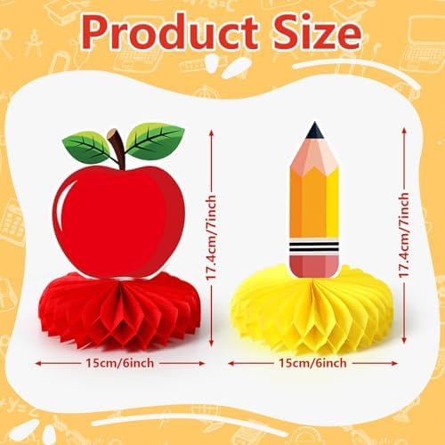 10Pcs Back to School Table Decorations, Pencil Honeycomb Decor