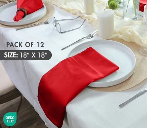 Ruvanti Cloth Napkins Set of 12, Cotton Enrich 18”x18” - Red
