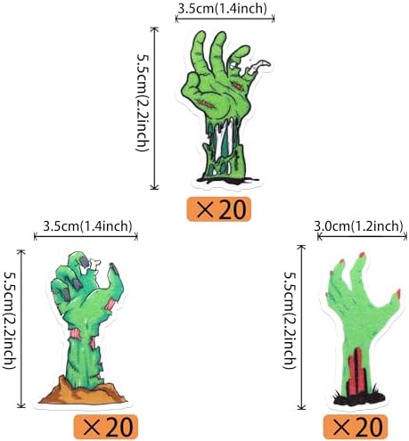 60 PCS Edible Zombie Hands Cupcake Toppers Wafer Paper Halloween Cupcake Picks Edible Horror Zombie Hands Cupcake Decorations for Halloween Theme Zombie Birthday Party Cake Decorations Supplies