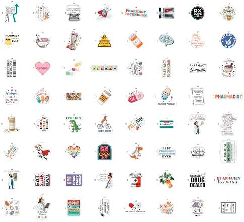 100Pcs Pharmacist Stickers Funny, Pharmacy Technician Stickers for Water Bottle, Laptop - Pharmacist Gifts, Pharmacy Stickers - Gift for Women & Men