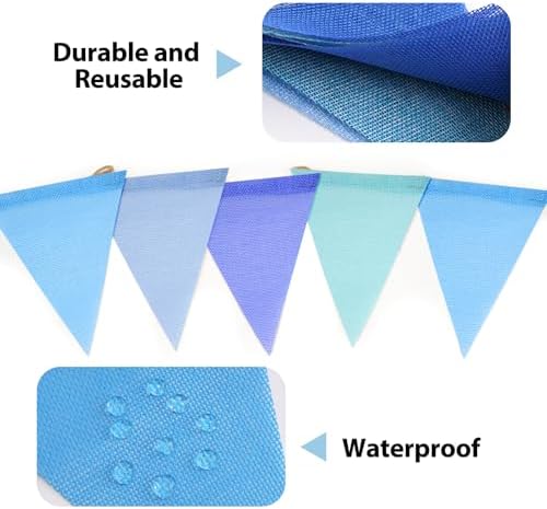 G2PLUS Pennant Banner Triangle Flag Bunting Garland Blue Banner Flags 36PCS