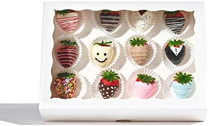 24PCS 10x7x2.5Inches White Bakery Boxes with Display Window, Multi-Use Dessert Containers for Chocolate Covered Strawberries, Cookies, Donuts, Macarons, Muffins & Hot Cocoa Bombs