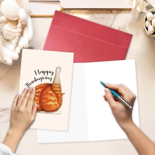 Cat Turkey Leg Happy Thanksgiving Card, Funny Thanksgiving Day Card for Cat Lover, Humorous Turkey Day Gift for Him He