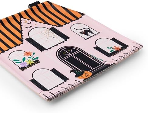 Bonjour Fête Pink Haunted House Large Plates, Pack of 8, 10.5"
