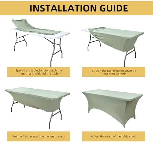 2-Pack 4ft Spandex Table Covers for Rectangular Folding Tables - Wrinkle Resistant Stretch Tight Table Cloths - Ultimate Fitted Table Protector for Parties, Banquet, and Wedding