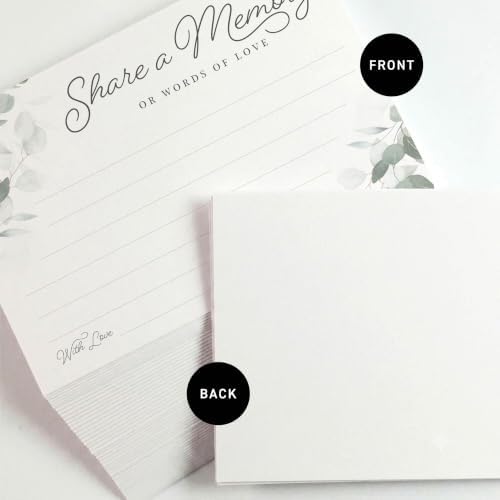 CARDAMONOLY 4x6 Share a Memory Cards for Celebration of Life - Pack of 50 - Eucalyptus Design, Graduation Party Favors, Wedding Card Box, 50th Anniversary Decorations, Funeral Guest Book