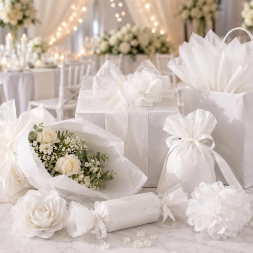 White Tissue Paper - 50 Sheets Wrapping Paper for Gift Bags Boxes