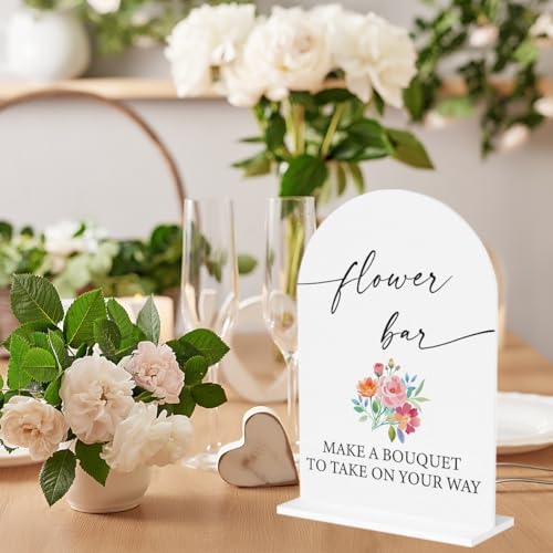 Flower Bar Sign Build Your Own Bouquet Bar Sign for Wedding Engagement Bridal Shower Baby Shower Ceremony Reception Event Party Acrylic Decor 5"x7"