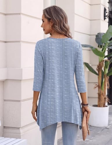 Zeagoo Womens Tops 3/4 Sleeve Loose Fit Dressy Tunics Plus Size Boho Shirts