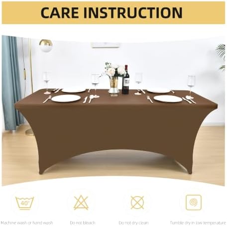 2-Pack 4ft Spandex Table Covers for Rectangular Folding Tables - Wrinkle Resistant Stretch Tight Table Cloths - Ultimate Fitted Table Protector for Parties, Banquet, and Wedding