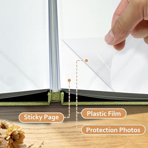 Photo Album Self Adhesive Scrapbook, 13"x12.6" 60 Pages/ 30 Sheets Large Photo Book for 4x6, 8x10 Pictures, DIY Album for Baby Wedding Family Travel Birthday
