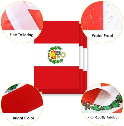 AhfuLife 30 Pcs Peru String Flags for Independence Day Decorations, Small Peruvian Flag Bunting Banner - Double Sided for National Day Festival Party Decorations (5.5×8.3 Inch-33 Ft)