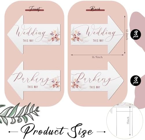 Wenqik 6 Pack Wedding Directional Arrow Signs with Stakes(Elegant Boho)