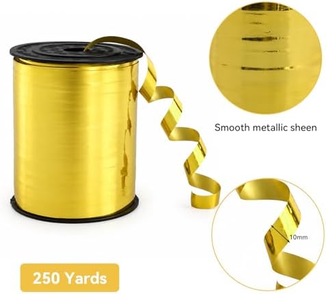 TONIFUL 250 Yards Shiny Gold Curling Ribbon 10mm Wide Balloon String