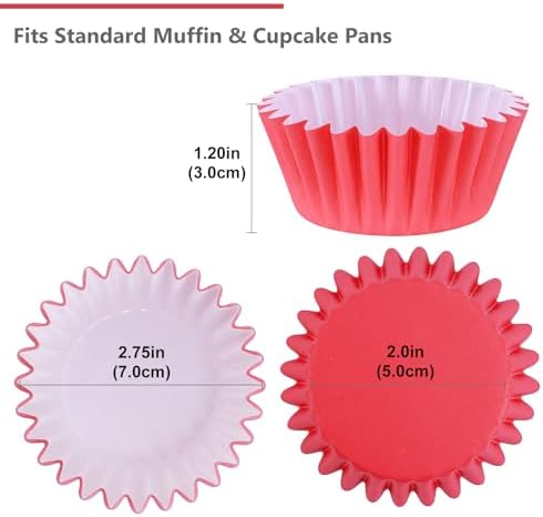 Caperci Heavy Duty Red Cupcake Liners Standard Muffin Baking Cups 150pcs